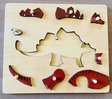Load image into Gallery viewer, Stegosaurus Wooden Peg Puzzle