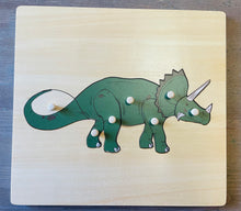 Load image into Gallery viewer, Triceratops Wooden Peg Puzzle
